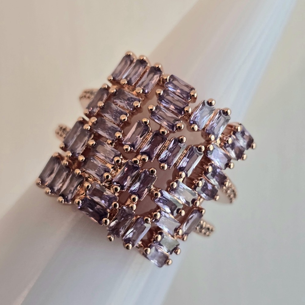 Bomb Party RG11831 Sz 6 Ring Sparkle Every Which Way Amethyst CZ Rose Gold NEW